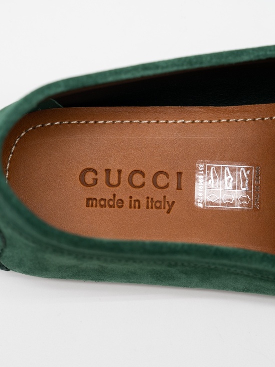size 9G 9.5 US Gucci Driver Horsebit Suede Green Loafers main image 10